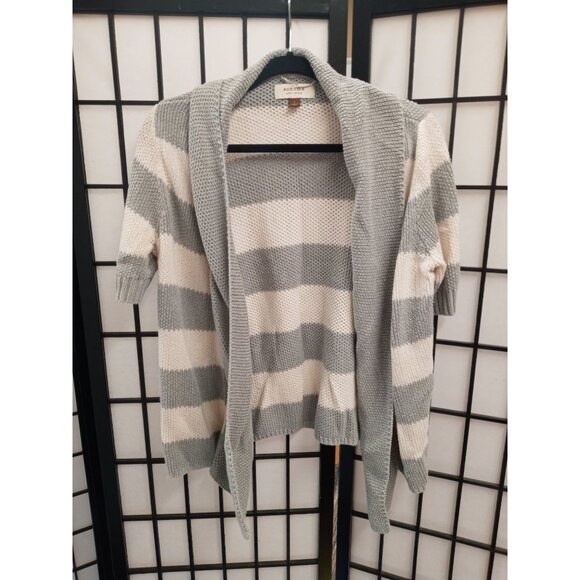 Sonoma Life + Style Gray & White Striped Cardigan Sweater sz L - Picture 1 of 3